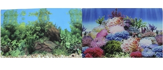 Фон для аквариума двухсторонний Коралловый рай/Подводный пейзаж 50х100см (9099/9031)