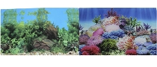 Фон для аквариума двухсторонний Коралловый рай/Подводный пейзаж 50х100см (9099/9031)
