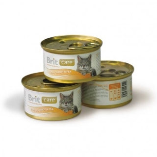 Брит Консервы д/кошек Brit Care Tuna,Carrot&Pea Тунец, морковь и горошек, 80г (100062)