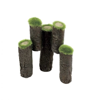 ArtUniq Mossy Logs - Декоративная композиция из пластика "Брёвна со мхом", 11x6x12 см