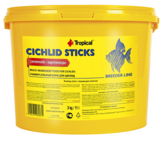 Cichlid Sticks 11л./3кг.(ведро) - Универсальный корм для цихлид в виде плавающих палочек.