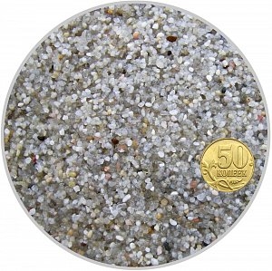 Грунт "Биодизайн" окатанный кварцевый песок (молочный) фр. 1,2-3 мм, пакет 4л, 6,2кг (шт.)