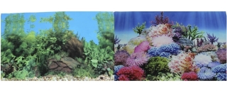 Фон для аквариума двухсторонний Коралловый рай/Подводный пейзаж 30х60см (9099/9031)