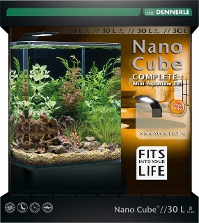 Dennerle NanoCube Complete+ 30 Style LED M - Нано-аквариум с расширенным комлектом для установки и светильником Nano Style LED M, 30x30x35 см, 30 л