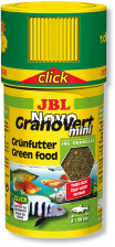 JBL NovoGranoVert mini - Корм в зеленых мини-гранулах для маленьких аквариумных рыб, банка с дозатор