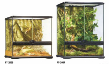 Террариум из силикатного стекла 45х45х60см с дверцами, покровной сеткой и декоративным фоном