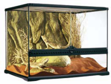 Террариум из силикатного стекла 60х45х45см с дверцами, покровной сеткой и декоративным фоном