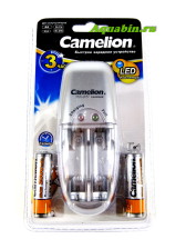 Camelion BC-0615+2x2000mAh silver (BC-0615-2H20,Быст. зар. ус-во для 2хАА или 2хААА, 650мА,  защита)