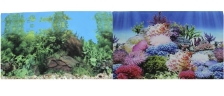 Фон для аквариума двухсторонний Коралловый рай/Подводный пейзаж 30х60см (9099/9031)