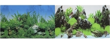 Фон для аквариума двухсторонний Растительный/Скалы с растениями 30х60см (9003/9028)