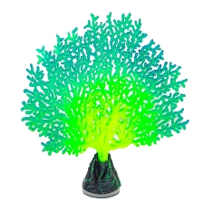 Флуорисцентная аквариумная декорация GLOXY Коралл веерный зеленый, 13,5х3х16см