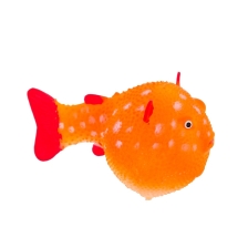 Флуорисцентная аквариумная декорация GLOXY Рыба шар на леске оранжевая, 8х5х5,5см