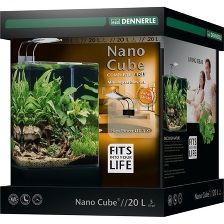 Dennerle NanoCube Complete+ SOIL 20 - Нано-аквариум,  расширенный комплект для установки с LED светильником и грунтом Scaper's Soil, 25х25х30 см, 20 л